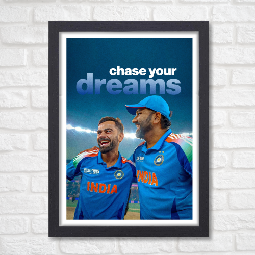 Cricketer Rohit Sharma Poster Cricket Players Motivational Poster, Players Photo posters For wall decor, room decoration home bedroom living room Paintings Hostel Photos Frame | Frames | Framed Photo