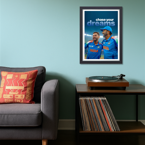 Cricketer Rohit Sharma Poster Cricket Players Motivational Poster, Players Photo posters For wall decor, room decoration home bedroom living room Paintings Hostel Photos Frame | Frames | Framed Photo