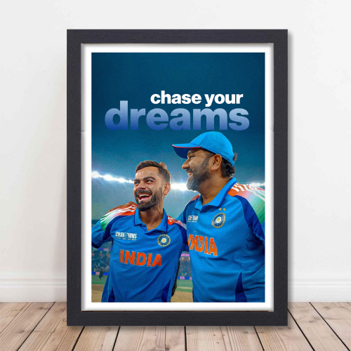 Cricketer Rohit Sharma Poster Cricket Players Motivational Poster, Players Photo posters For wall decor, room decoration home bedroom living room Paintings Hostel Photos Frame | Frames | Framed Photo