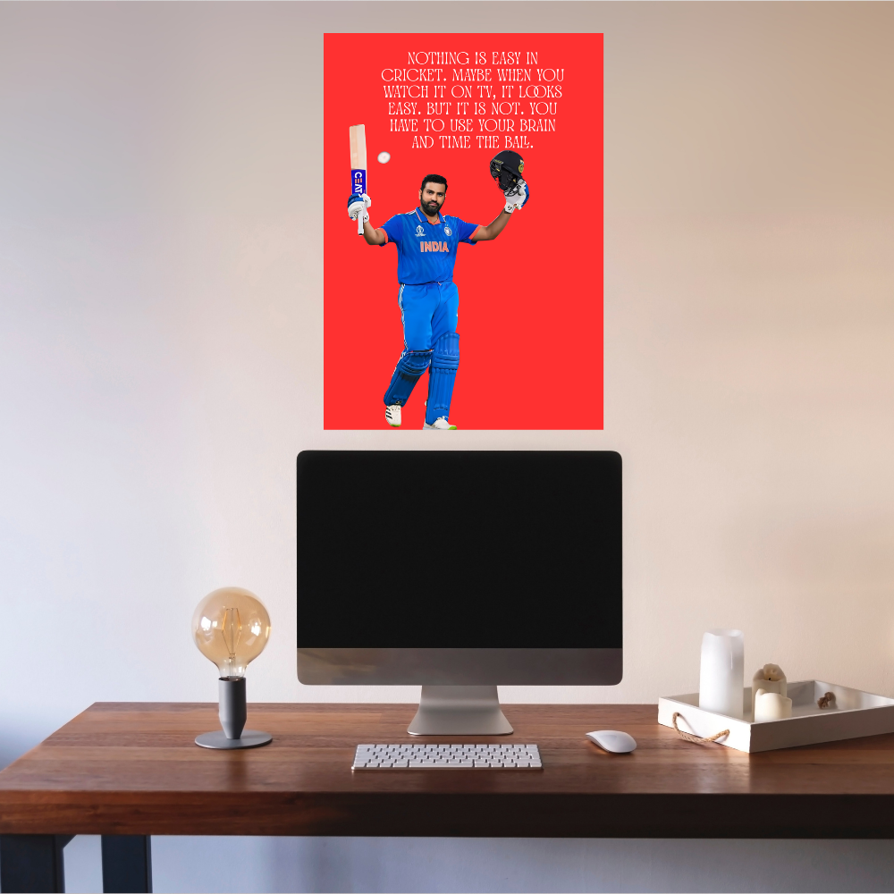 Cricketer Rohit Sharma Poster Cricket Players Motivational Poster, Players Photo posters For wall decor, room decoration home bedroom living room Paintings Hostel Frame | Frames | Framed