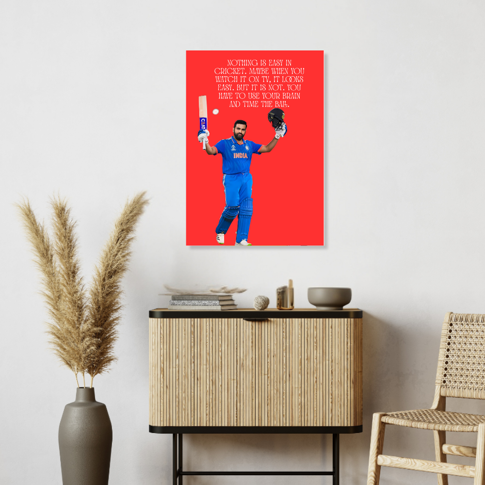 Cricketer Rohit Sharma Poster Cricket Players Motivational Poster, Players Photo posters For wall decor, room decoration home bedroom living room Paintings Hostel Frame | Frames | Framed