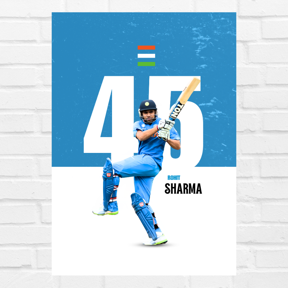 Cricketer Rohit Sharma Poster Frame Cricket Players Virat Kohli Motivational Posters Framed, Players Photo posters For wall decor, room decoration home bedroom living room Paintings Hostel For Cricket Fans Photo Frames