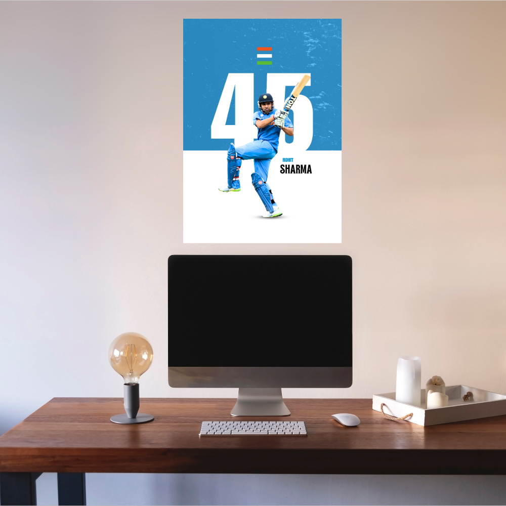 Cricketer Rohit Sharma Poster Frame Cricket Players Virat Kohli Motivational Posters Framed, Players Photo posters For wall decor, room decoration home bedroom living room Paintings Hostel For Cricket Fans Photo Frames