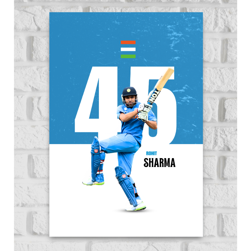 Rohit Sharma Sports Player Cricket World Cup T20 IPL Motivational Quote Matte Finish Wall Decor Posters Frame Indian Cricketer