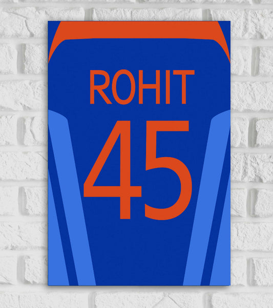Rohit Sharma Jersey Indian Cricket Team Captin Indian Cricketer Sports Player Cricket Games World Cup T20 IPL Blue Color Matte Finish Wall Decor Posters Frame