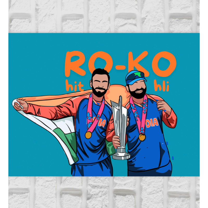 Rohit Sharma Virat Kohli Roko World Cup T20 IPL Cricket Sports Player Cicketer Matte Finish Beautiful Wall Decor Poster Frame
