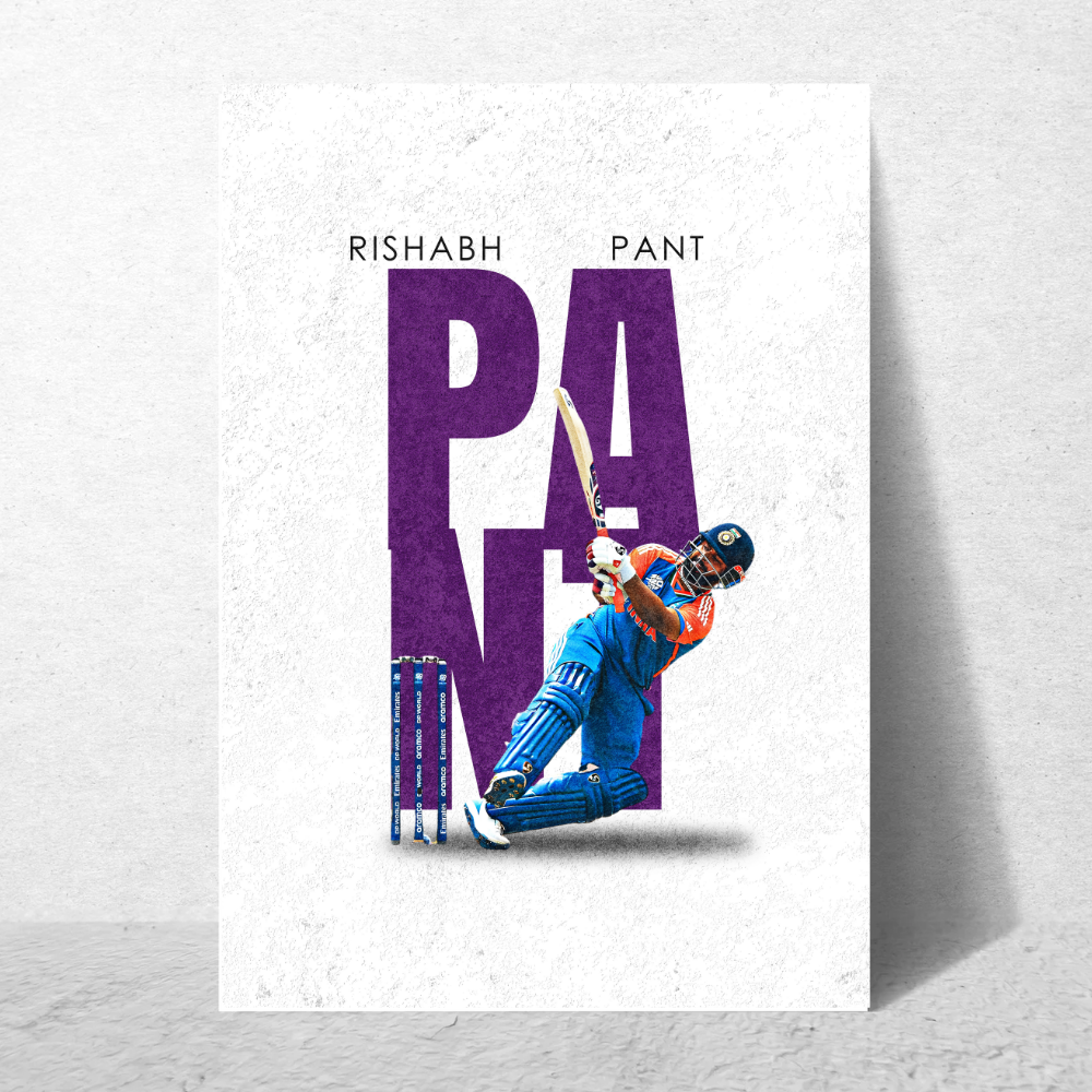 Cricketer Rishabh Pant Poster Cricket Players Motivational Poster, Players Photo posters For wall decor, room decoration home bedroom living room Paintings Hostel Frame | Frames | Framed