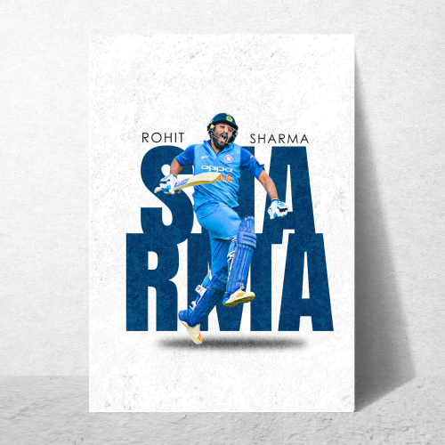 Cricketer Rohit Sharma Hitman Cricket Player Motivational Poster Frame Framed Posters Players Photo Frames For wall Decor decoration home bedroom living room Paintings Hostel Boys Ideal For Cricket Fans