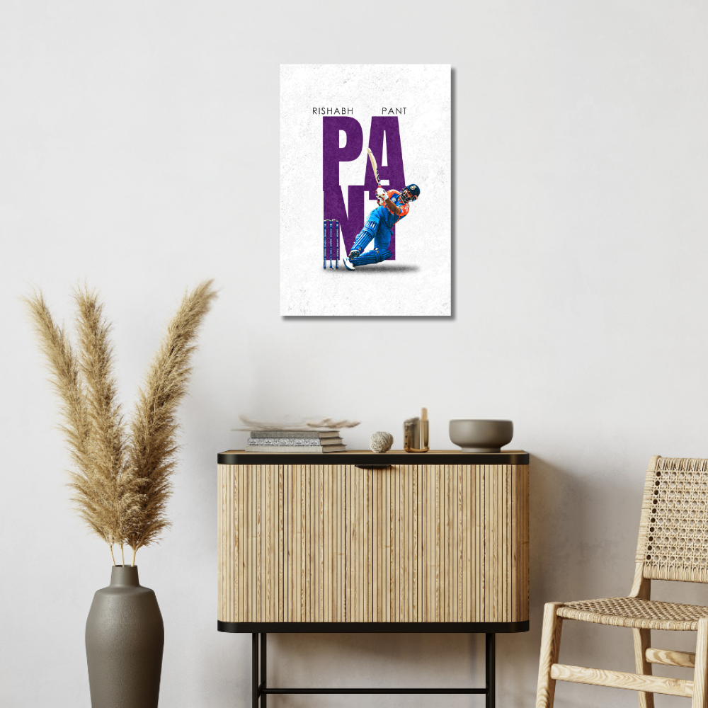 Cricketer Rishabh Pant Poster Cricket Players Motivational Poster, Players Photo posters For wall decor, room decoration home bedroom living room Paintings Hostel Frame | Frames | Framed