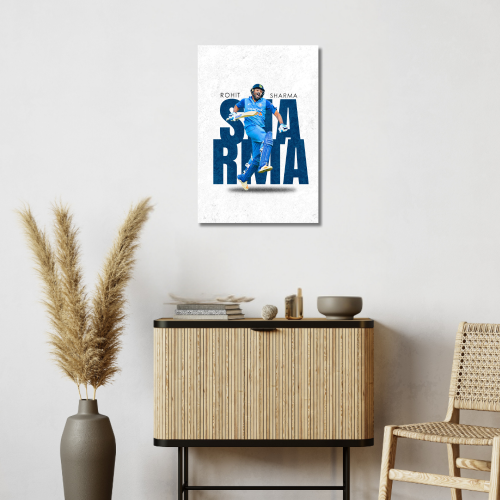 Cricketer Rohit Sharma Hitman Cricket Player Motivational Poster Frame Framed Posters Players Photo Frames For wall Decor decoration home bedroom living room Paintings Hostel Boys Ideal For Cricket Fans