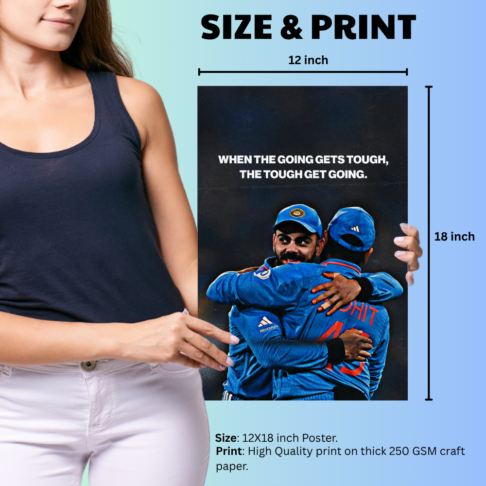 Cricketer Rohit Sharma Virat kohli Poster Cricket Players Motivational Poster, Players Photo posters For wall decor, room decoration home bedroom living room Hostel Photos Frame | Frames | Framed Photo