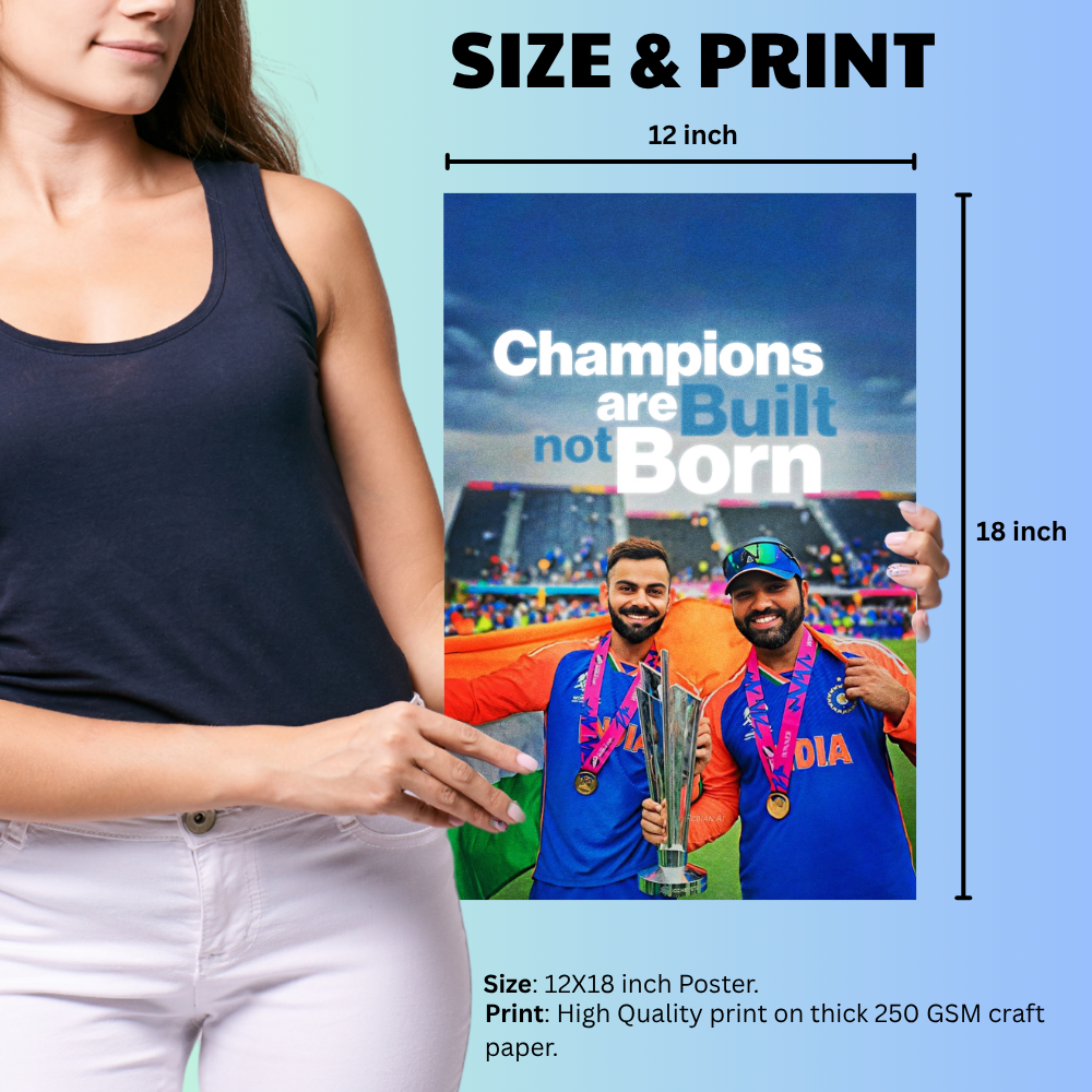 Cricketer Rohit Sharma Virat kohli Poster Cricket Players Motivational Poster, Players Photo posters For wall decor, room decoration home bedroom living room Hostel Photos Frame | Frames | Framed Photo