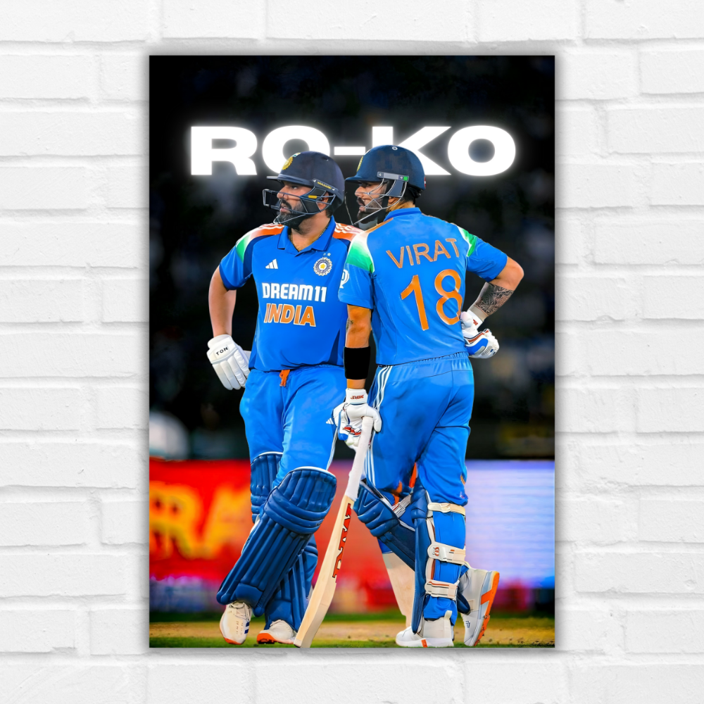 Cricketer Rohit Sharma Virat kohli Poster Cricket Players Motivational Poster, Players Photo posters For wall decor, room decoration home bedroom living room Hostel Photos Frame | Frames | Framed Photo