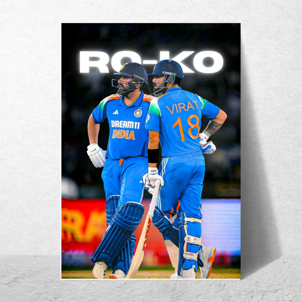 Cricketer Rohit Sharma Virat kohli Poster Cricket Players Motivational Poster, Players Photo posters For wall decor, room decoration home bedroom living room Hostel Photos Frame | Frames | Framed Photo