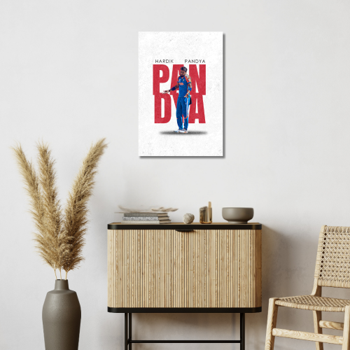 Cricketer Hardik Pandya Poster Cricket Players Motivational Poster, Players Photo posters For wall decor, room decoration home bedroom living room Paintings Hostel Frame | Frames | Framed