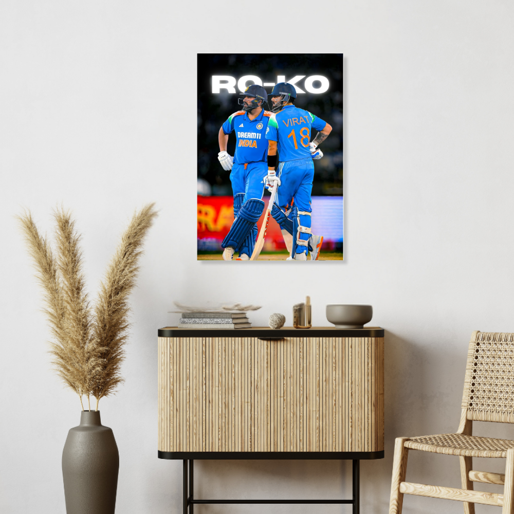 Cricketer Rohit Sharma Virat kohli Poster Cricket Players Motivational Poster, Players Photo posters For wall decor, room decoration home bedroom living room Hostel Photos Frame | Frames | Framed Photo