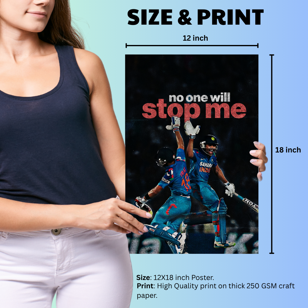 Cricketer Rohit Sharma Virat kohli Poster Cricket Players Motivational Poster, Players Photo posters For wall decor, room decoration home bedroom living room Paintings Hostel Photos Frame | Frames | Framed Photo