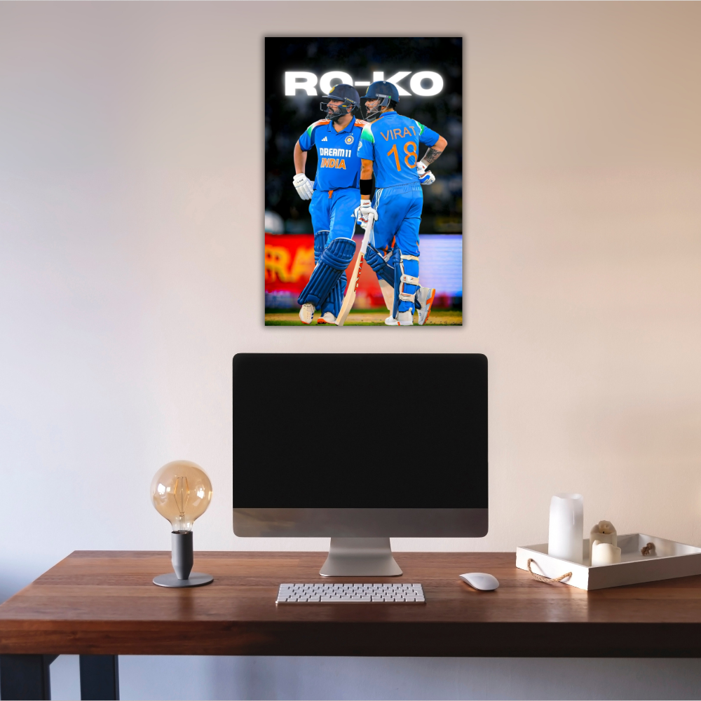 Cricketer Rohit Sharma Virat kohli Poster Cricket Players Motivational Poster, Players Photo posters For wall decor, room decoration home bedroom living room Hostel Photos Frame | Frames | Framed Photo