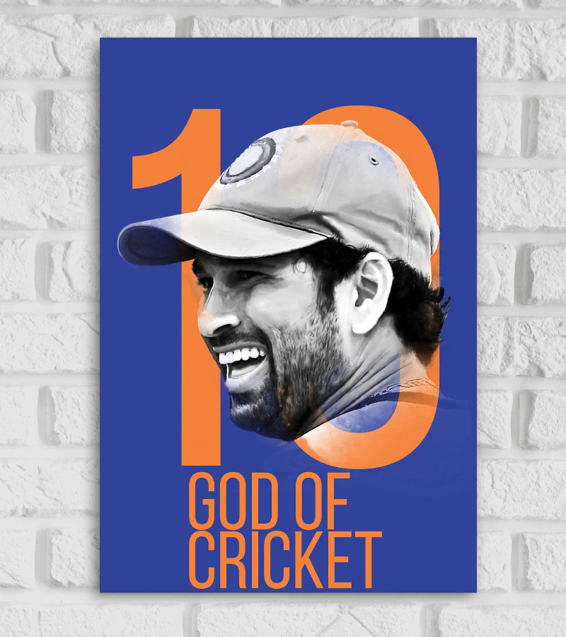 Sachin Tendulkar Indian Cricketer God Of Cricket Sports Player Cricket World Cup T20 IPL Motivational Quote Matte Finish Wall Decor Posters Frame