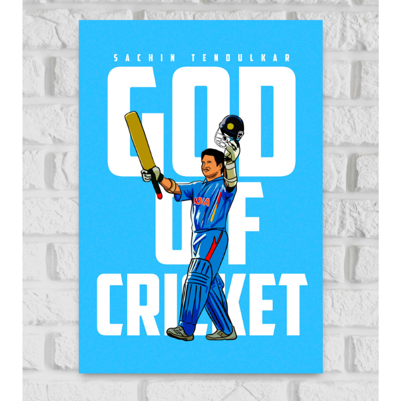Sachin Tendulkar Indian Cricketer God Of Cricket Sports Player Cricket World Cup T20 IPL Motivational Quote Matte Finish Wall Decor Posters Frame