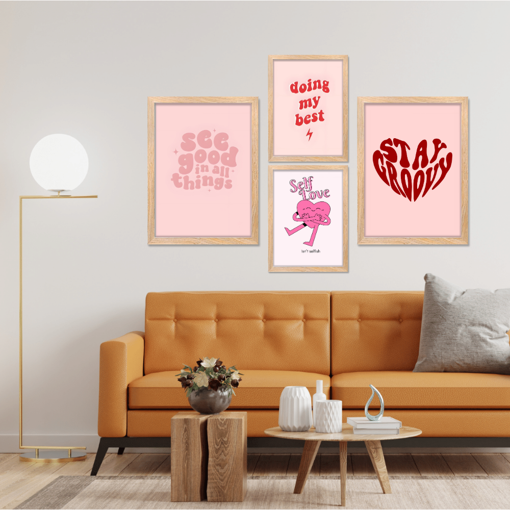 Good Hope Set of 4 Aesthetic Wall Posters for Girls  Aesthetic Framed Posters 12x18 & 10x13 Inch Framed Combo for Kitchen, Living Room, or Kids Room Home Decoration, Living Room, Bedroom, hall, and Office Wall Decoration Classic Aesthetic Decor