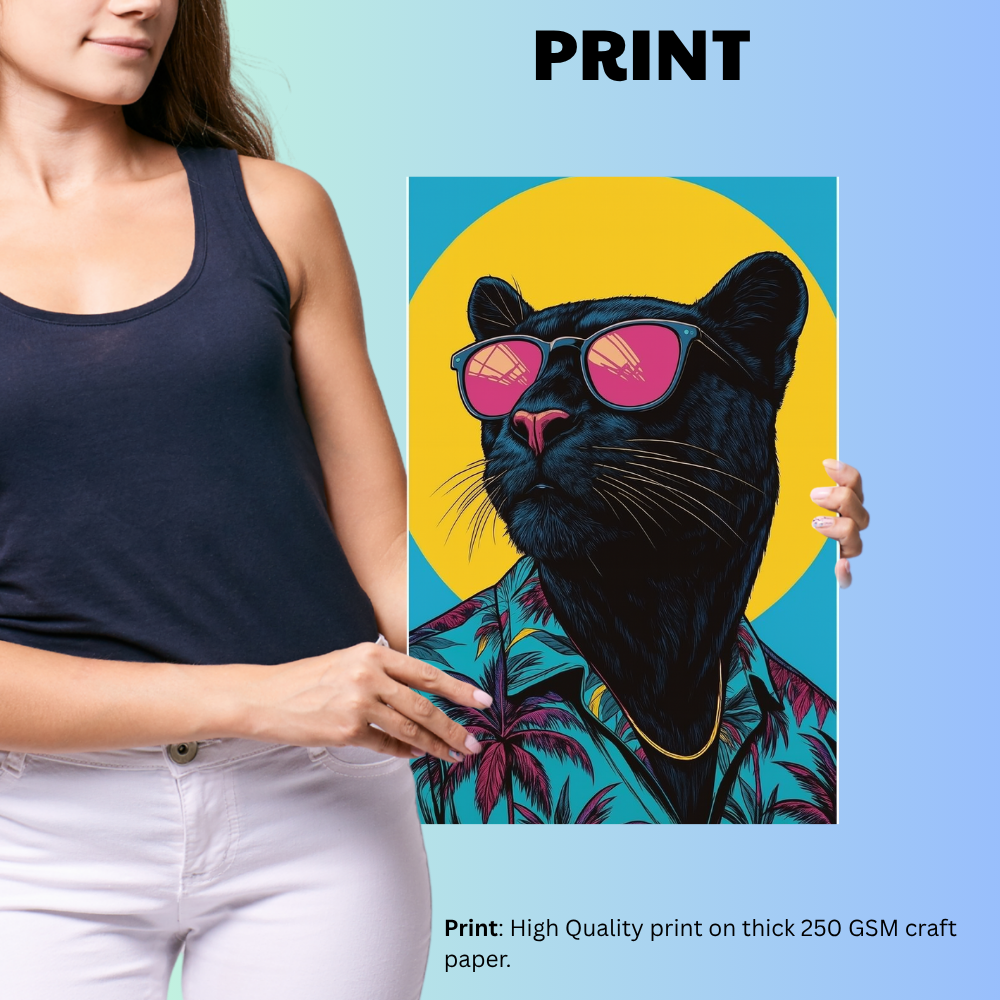 Cat Funny Pop Art Painting Framed Poster, Classic Wall Art Print for Home & Office living Room Bedroom decor Gift Wallpaper Paintings Stickers include glue dot For Adhesive