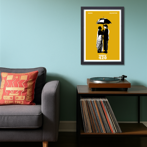 Shree 420 Classic Movie Poster Frame Bollywood Movies Framed Posters Artwork Canvas Painting Photo Frames For Wall Decor Restraunt Cafe Bedroom Living Room Decoration Home Office, shree 420 poster, shree 420 movie poster, shree 420 movie poster hd, shree 420 movie poster frames, shree 420 movie wall poster, shree 420 movie wall poster official, shree 420 movie wallpaper, shree 420 movie wall painting, shree 420 design wall painting mahabhar, raj kappor movies poster, raj kappor film posters, raj kappor