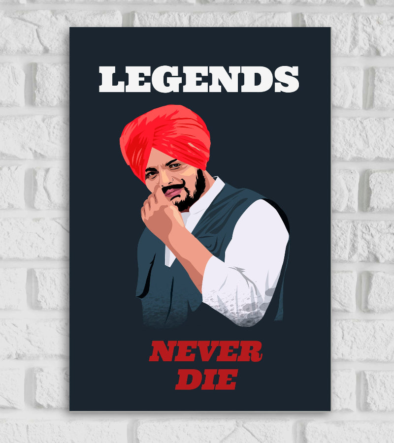 Sidhu Moose Wala Indian Singer and Rapper Film & Television Actor Red & Black Color  Music Artist Pop Art Matte Finish Wall Decor Framed Poster