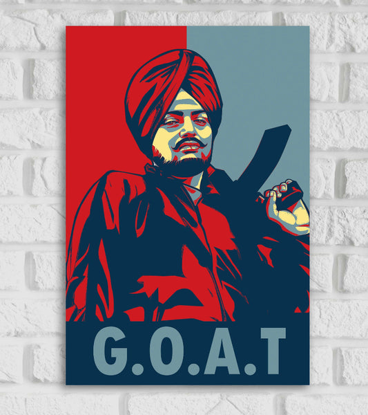 Sidhu Moose Wala Indian Singer and Rapper Film & Television Actor Red & Black Color  Music Artist Pop Art Matte Finish Wall Decor Framed Poster