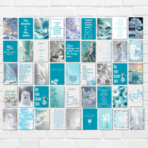 Sky Blue Aesthetic Wall Collage Kit – 45 PCS Posters, Cute Danish Pastle Room Decor, Motivational Quote Prints Artwork Canvas Painting for Boys Men room Decorations Study room, Teen Girl Room Decor, Dorm Room Bedroom Decoration, Photo Wall Collage, Aesthetic Poster Kit, motivational inspirational wall collage kit posters, Aesthetic wall collage, Aesthetic wall collage kit, Aesthetic wall collage kit pictures, Aesthetic collage, Aesthetic wall collage, study aesthetic motivational quotes collage wallpaper, m