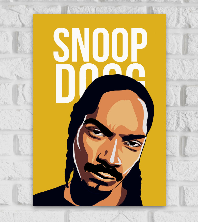 Snoop Dogg American Rapper Singer Pop Culture Yellow Color Pop Art Music Artist Artwork Popular Singers Singing illustration  Matte Finish Beautiful Wall Decor Framed Poster