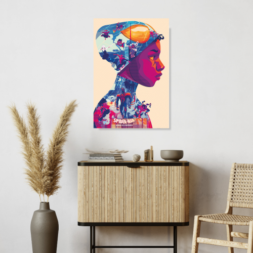 Comic book character Film Framed Posters Hollywood Movies Art work Canvas Painting Photo Frames For Wall Decor Living Living Room Bedroom Art Study Room Restraunt Cafe Office & Home Art Decoration the Spider-Verse Movie Art work  Poster Frame