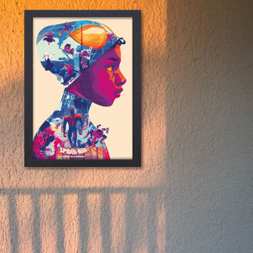 Comic book character Film Framed Posters Hollywood Movies Art work Canvas Painting Photo Frames For Wall Decor Living Living Room Bedroom Art Study Room Restraunt Cafe Office & Home Art Decoration the Spider-Verse Movie Art work  Poster Frame