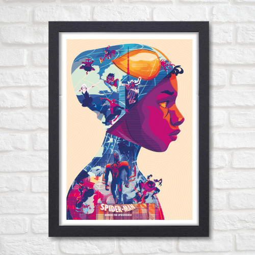 Comic book character Film Framed Posters Hollywood Movies Art work Canvas Painting Photo Frames For Wall Decor Living Living Room Bedroom Art Study Room Restraunt Cafe Office & Home Art Decoration the Spider-Verse Movie Art work  Poster Frame