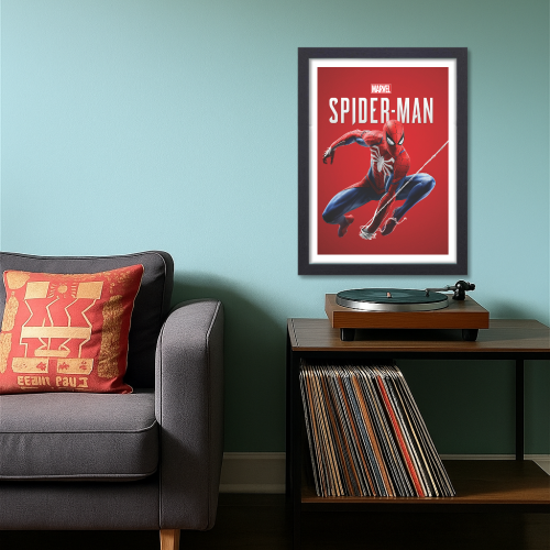 Spider Man Movie Poster Frame Comic book character Film Framed Posters Hollywood Movies Art work Canvas Painting Photo Frames For Wall Decor Living Living Room Bedroom Art Study Room Restraunt Cafe Office & Home Decoration