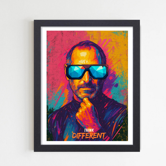 Steve Jobs Pop Art Quote framed Poster Framed Wall Art – Inspirational Decor for Office, Home – Gift for Innovators & Leaders, steve jobs framed poster wall Art display inspirational elon musk jeff bezos bill gates jack ma mark zuckerberg apple founder motivational quote  study  room quote portrait art hostel wall