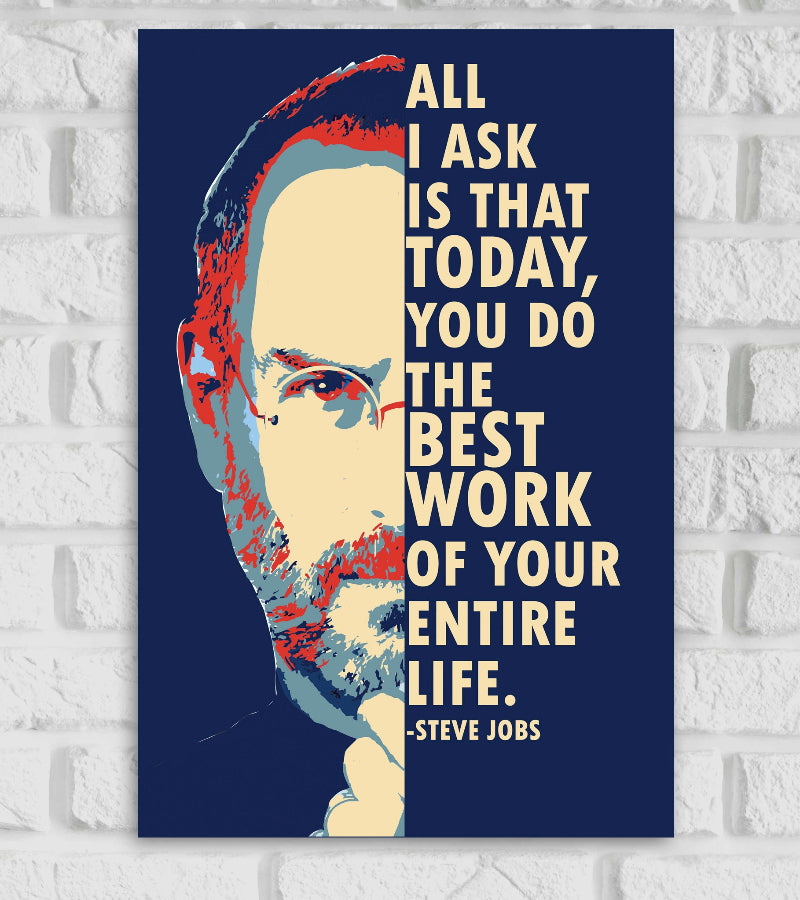 Steve Jobs Develops Revolutionary Computers Entire Life Motivational & Inspiring Quote Blue & Red Color Matte Finish Poster Frame