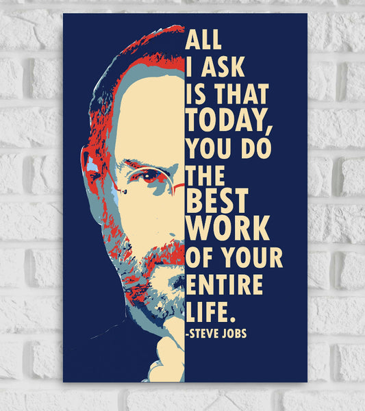 Steve Jobs Develops Revolutionary Computers Entire Life Motivational & Inspiring Quote Blue & Red Color Matte Finish Poster Frame