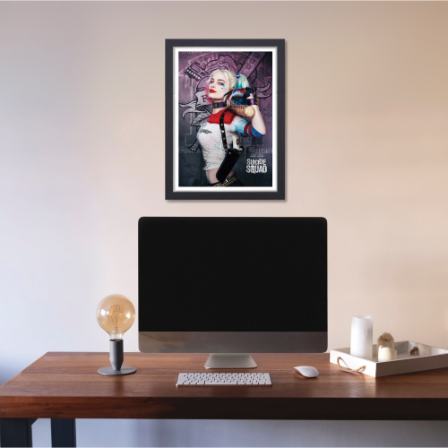 Suicide Squad Movie Poster Frame Action Fantasy Film Artwork Framed Posters Hollywood Movies Canvas Painting Photo Frames for Wall Decor Home Decoration Living Room Bedroom Office Study Room Cafe Restraunt