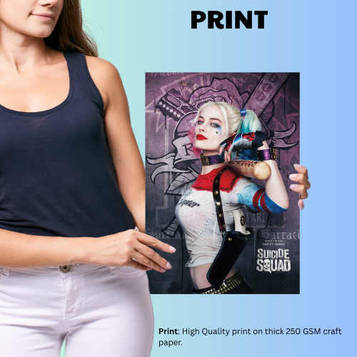 Suicide Squad Movie Poster Frame Action Fantasy Film Artwork Framed Posters Hollywood Movies Canvas Painting Photo Frames for Wall Decor Home Decoration Living Room Bedroom Office Study Room Cafe Restraunt