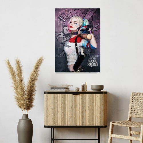 Suicide Squad Movie Poster Frame Action Fantasy Film Artwork Framed Posters Hollywood Movies Canvas Painting Photo Frames for Wall Decor Home Decoration Living Room Bedroom Office Study Room Cafe Restraunt