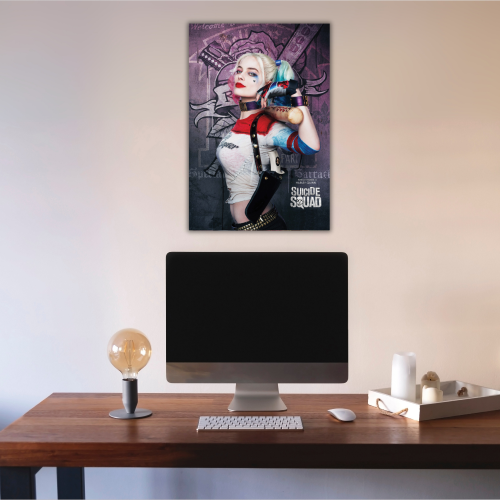 Suicide Squad Movie Poster Frame Action Fantasy Film Artwork Framed Posters Hollywood Movies Canvas Painting Photo Frames for Wall Decor Home Decoration Living Room Bedroom Office Study Room Cafe Restraunt