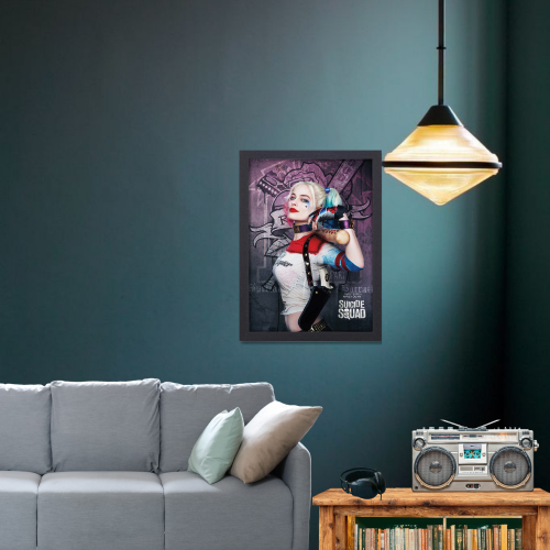 Suicide Squad Movie Poster Frame Action Fantasy Film Artwork Framed Posters Hollywood Movies Canvas Painting Photo Frames for Wall Decor Home Decoration Living Room Bedroom Office Study Room Cafe Restraunt