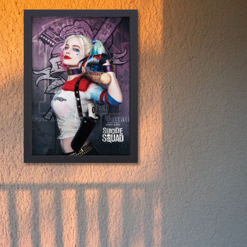Suicide Squad Movie Poster Frame Action Fantasy Film Artwork Framed Posters Hollywood Movies Canvas Painting Photo Frames for Wall Decor Home Decoration Living Room Bedroom Office Study Room Cafe Restraunt