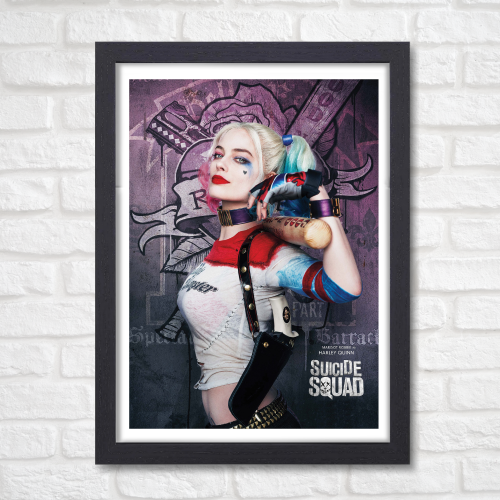 Suicide Squad Movie Poster Frame Action Fantasy Film Artwork Framed Posters Hollywood Movies Canvas Painting Photo Frames for Wall Decor Home Decoration Living Room Bedroom Office Study Room Cafe Restraunt