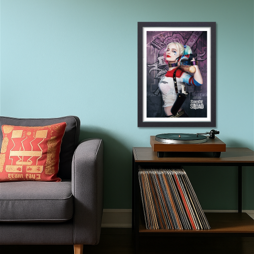 Suicide Squad Movie Poster Frame Action Fantasy Film Artwork Framed Posters Hollywood Movies Canvas Painting Photo Frames for Wall Decor Home Decoration Living Room Bedroom Office Study Room Cafe Restraunt