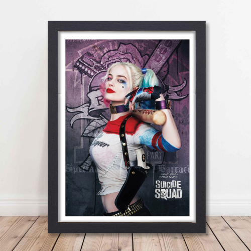 Suicide Squad Movie Poster Frame Action Fantasy Film Artwork Framed Posters Hollywood Movies Canvas Painting Photo Frames for Wall Decor Home Decoration Living Room Bedroom Office Study Room Cafe Restraunt