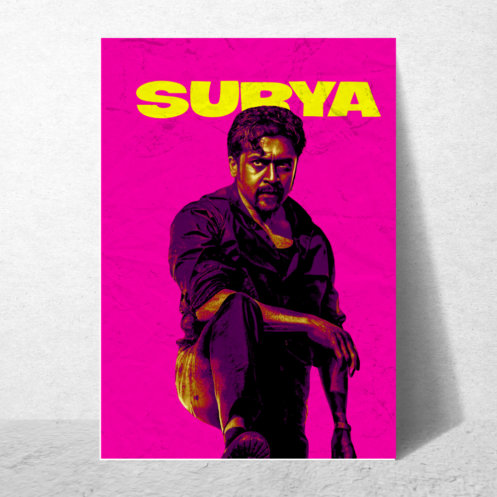 Actor Suriya Frame Poster, Tamil Movie Framed Poster, Tamil Movie Posters, Tamil Actors Posters for wall decor, room decor, Living aera, Dining hall Tamil Cinema wall art