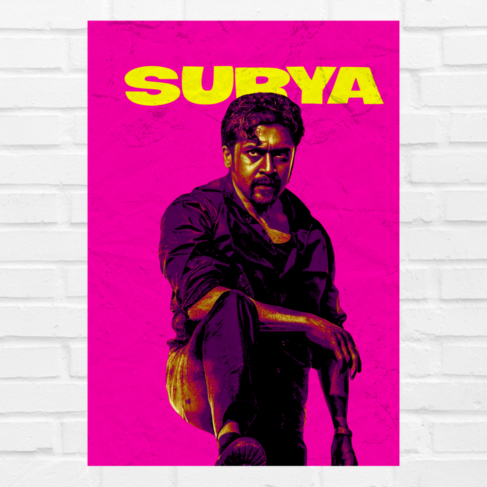 Actor Suriya Frame Poster, Tamil Movie Framed Poster, Tamil Movie Posters, Tamil Actors Posters for wall decor, room decor, Living aera, Dining hall Tamil Cinema wall art