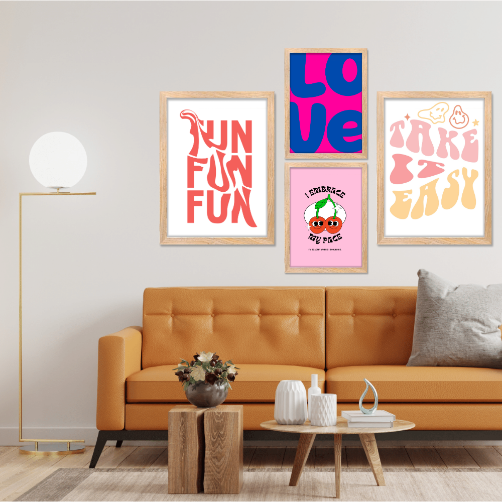 Good Hope Set of 4 Aesthetic Wall Posters for Girls Home Decor – Aesthetic Framed Combo in 2 Sizes – 12x18 & 10x13 Inch